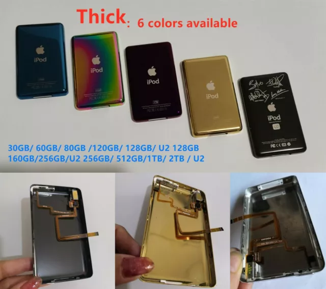 Thick Metal Back Case Housing Audio Jack Hold Switch for iPod Classic All Color