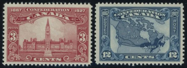 CANADA 1927, 3 and 12 C. Dominion of Canada, 2 mint magnificences