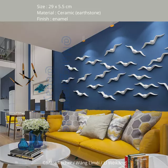 Seagull handmade ceramic wall art | sea themed interior home decor | customize 2
