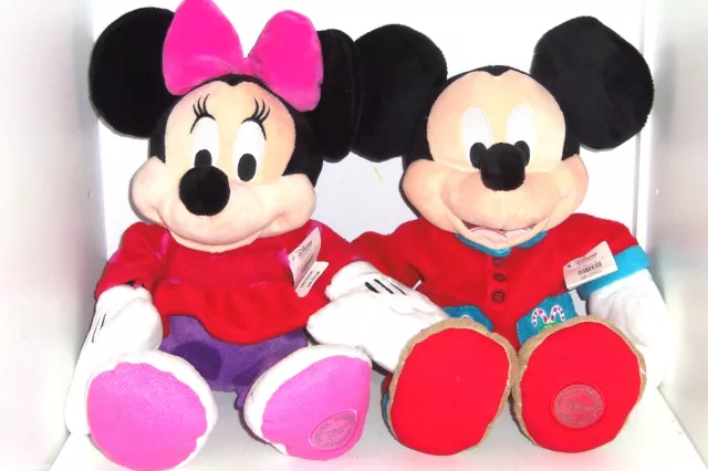 Disney Store Mickey Minnie Mouse Christmas PJs Plush Toy Exclusive Original New