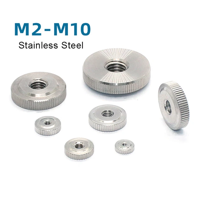 STAINLESS STEEL KNURLED Thumb Nut Thin Type Grip Knob Round Nuts