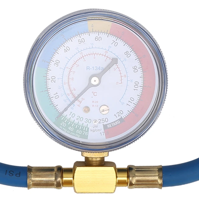 Refrigerant Pressure Meter Coolant Hose Plastic And Metal R134A Pressure Gauge