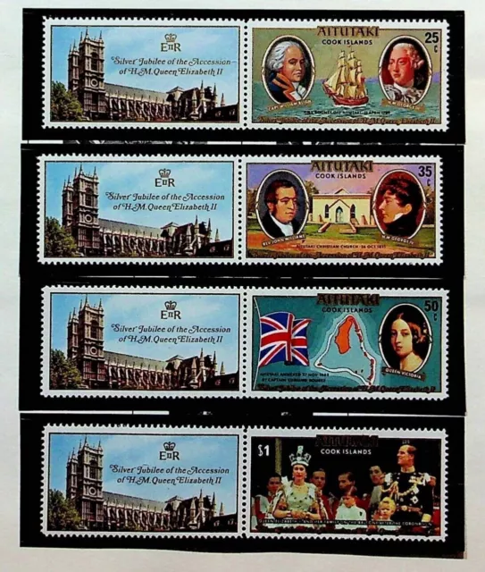 Aitutaki #SG225-SG227 MNH 1977 QEII Bligh Bounty QV Union Jack Map [148-151]