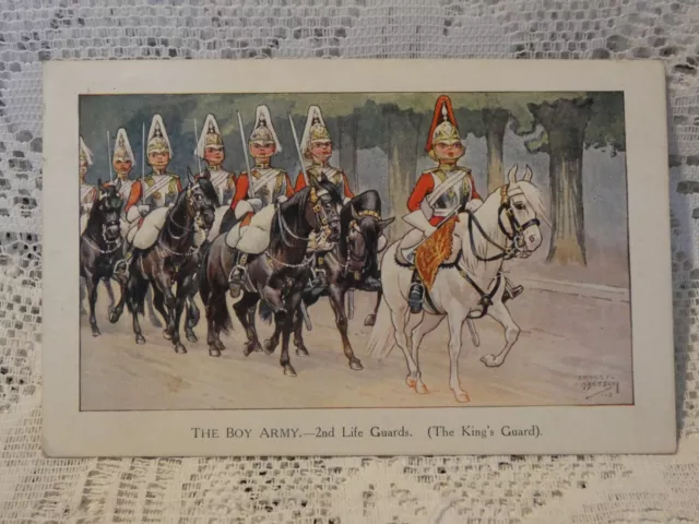 Postcard Art Greeting Signed Ernest Ibbetson 1910 The Boy Army 2Nd Life Guards