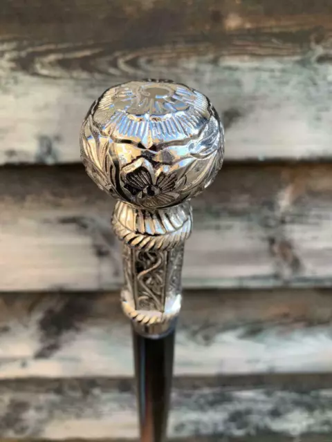 Swagger Walking Stick Cane Victorian Style Silver Nickel Top Knob Handle Cane