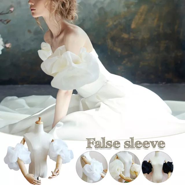 Women Detached Fake Puff Sleeve Bridal Gown Dress Lolita Accessory Organza Glove