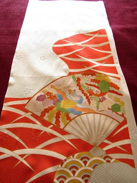 52"x15" Luxurious Artist Furisode Kimono Fabric Made in Japan 100% Silk E3