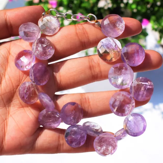 Round Shape Cts Earth Mined Ametrine Faceted Beaded Womens Bracelet SK 14 E459 2