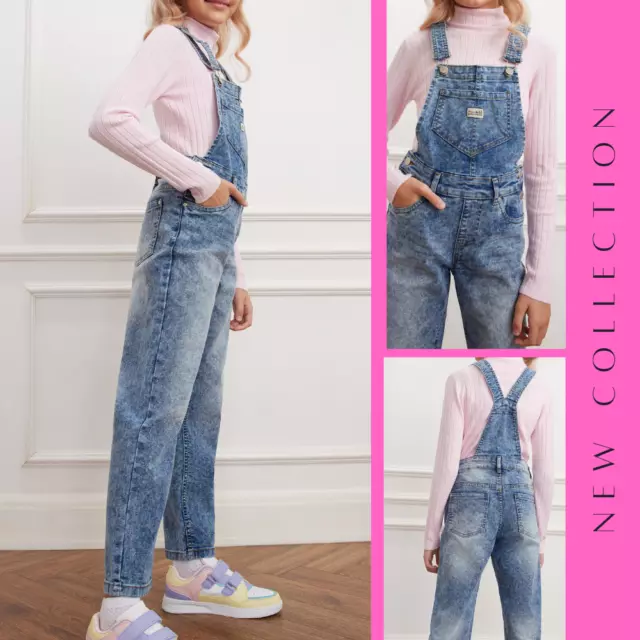 Girls Jumpsuit full length Sleek Stylish Blue Jeans Dungaree  for 7 to 13 years 3