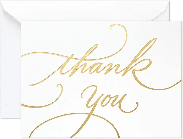 Hallmark Wedding, Baby Shower, Bridal Shower Thank You Cards (Gold Foil Scrip...