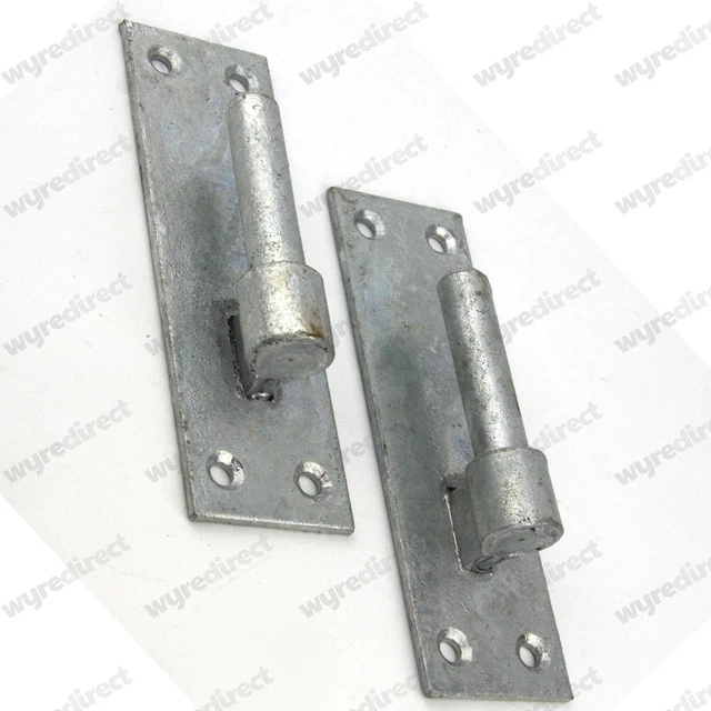 2 HEAVY DUTY Wrought Iron Gate Hinges Brackets 16mm Pin Hook On Plate