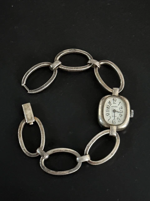 Montre Bracelet Art Déco Femme En Argent Massif Et Vermeil - Mouvement à Quartz, Style Vintage Rectangulaire