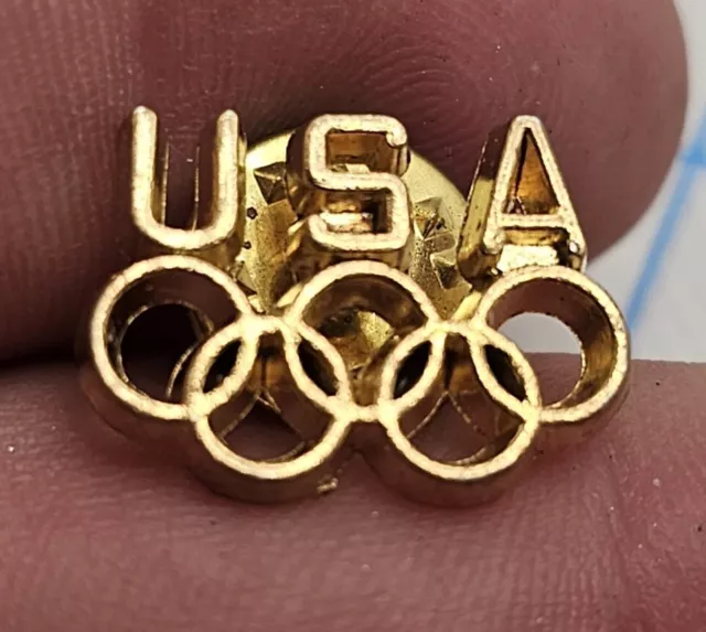VTG Lapel Pinback Hat Pin Gold Tone Olympic Team USA RINGS