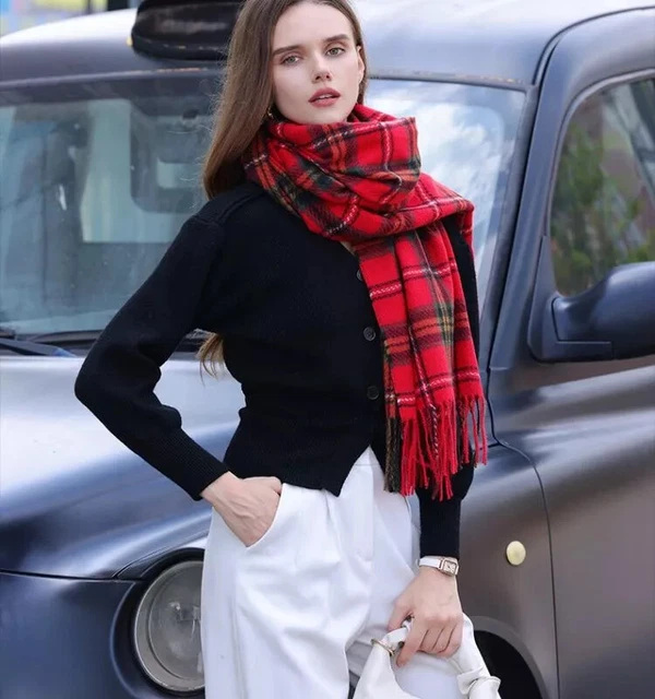 Sciarpa Invernale Donna Lunga 200 Cm In Poliestere - Scialle Tartan A Quadri Con Frange, Calda E Morbida, Colori Multipli - 2