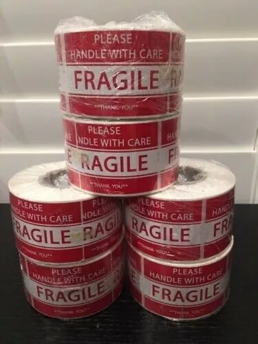 (6-Rolls 500 Labels) 3000 2x3" Sticker **Please Handle With Care--FRAGILE**