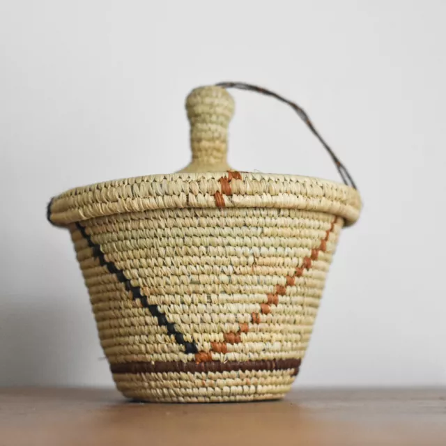 Piccoli cesti portaoggetti con coperchi | Cesto etico africano vaso ugandese tessuto a mano