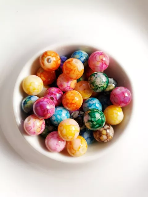 50 x Acrylperlen zum Basteln/Schmuckherstellung ♥ Spray Beads Spacer Ø 8mm