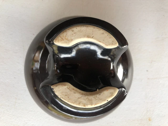 Vintage Large LOCKE 6510 USA Porcelain Ceramic INSULATOR Glazed Chocolate Brown 4