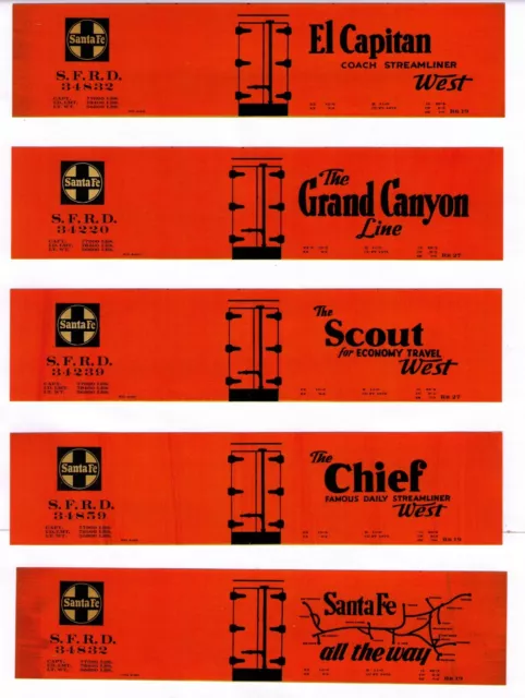 TT scale Santa Fe printed reefer sides, ATSF mapside 4 different promo slogans