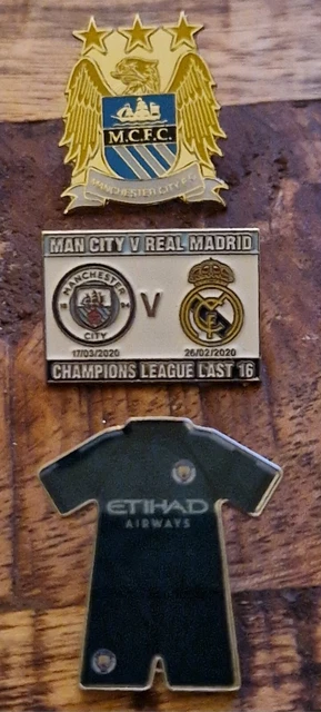 2 X English Manchester City FC Football Shirt Badge/pins England