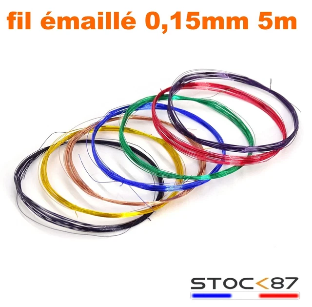 5m fil émaillé cuivre 0,15mm au choix rouge noir vert bleu jaune orange violet