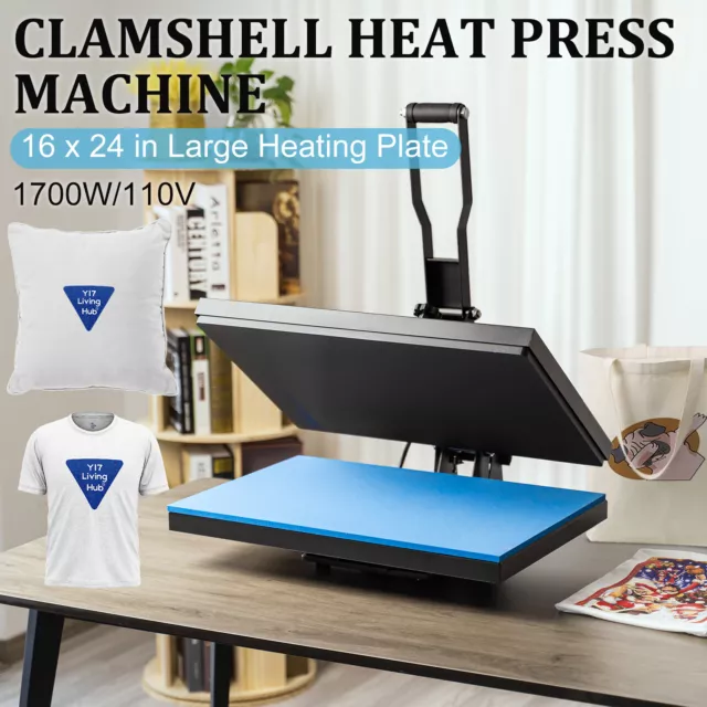 1700W 16"x24'' Clamshell Heat Press Machine Digital Sublimation Transfer T-shirt