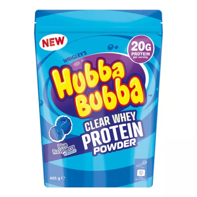 Wrigleys Hubba Bubba Clear Whey Protein 405G - Blue Raspberry Flavour