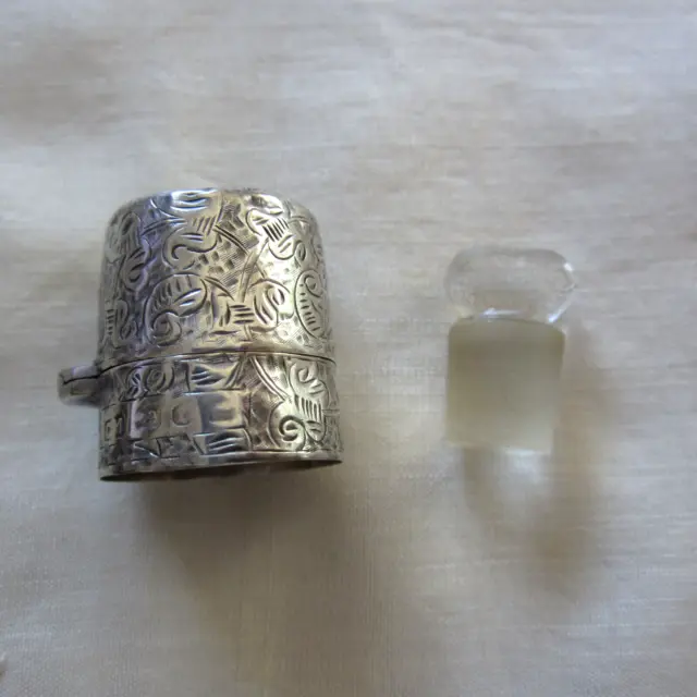 British Sterling Scent Flask Top & Crystal Stopper, Charles May, Birmingham 1885