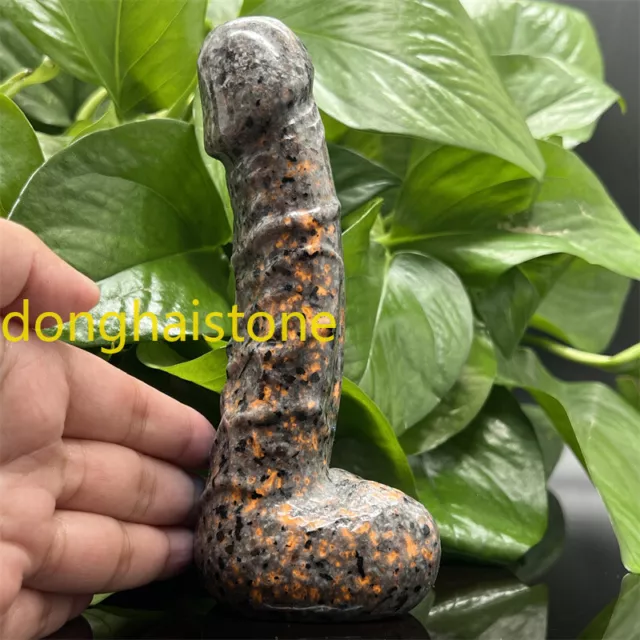 5.7" Natural Yooperite Male Penis Flame's Stone quartz crystal skull Massager1pc