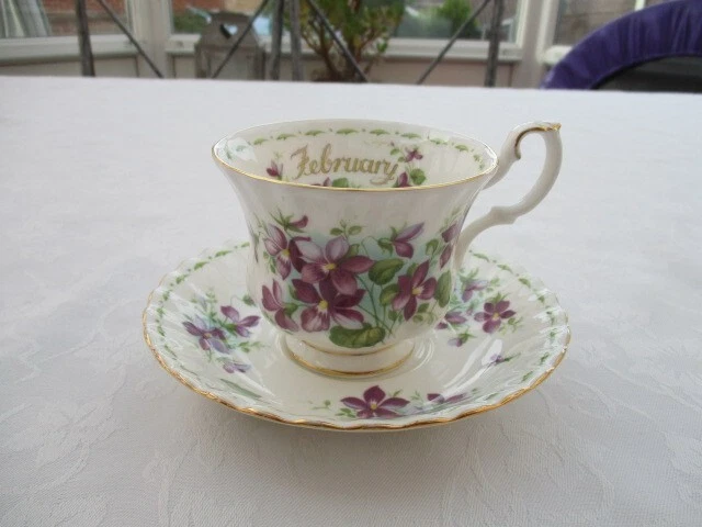 Royal Albert Flower of the Month February Violets Cup & Saucer Ist Quality