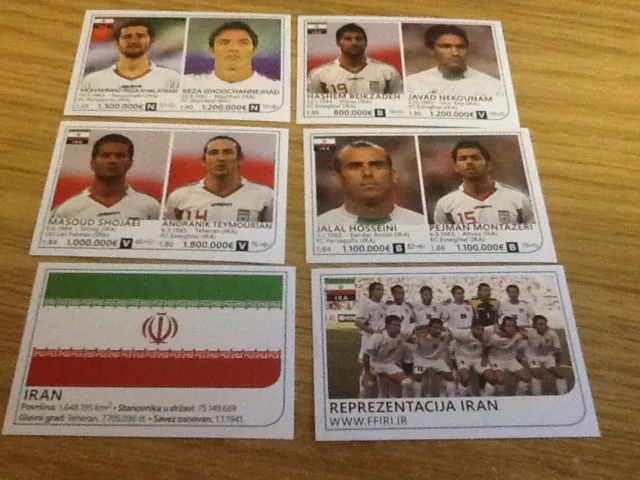 6 x Iran Rafo World Cup Brazil 2014 football stickers - all different