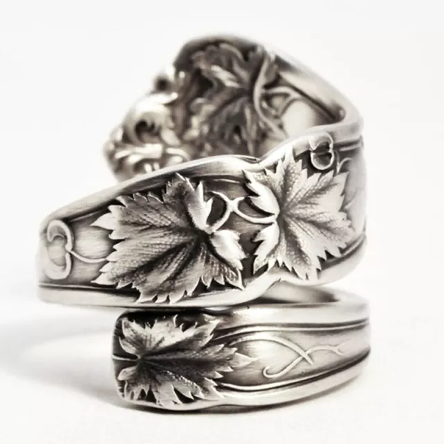 Women Silver Ring Turkish Handmade Retro Flower Ring Wedding Jewelry Sz 6-10