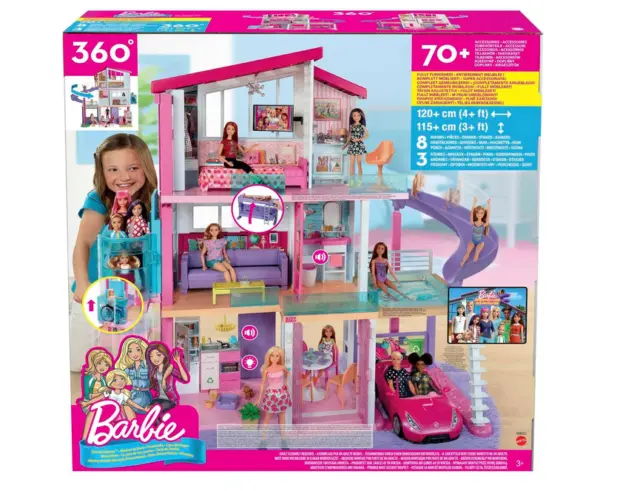 Barbie Dream House, 3-stöckiges Puppenhaus mit 8 Zimmern, Barbie-Pool