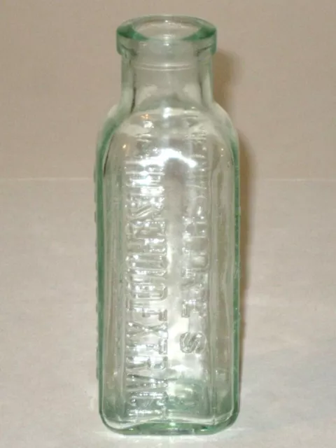 Antique HIRES HOUSEHOLD EXTRACT Embossed Clear Aqua Glass BOTTLE! (Philadelphia)