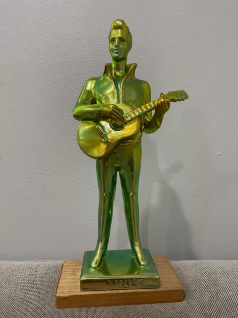 Zsolnay Iridescent Glazed Ceramic Tall Elvis with Guitar Statue / Figurine