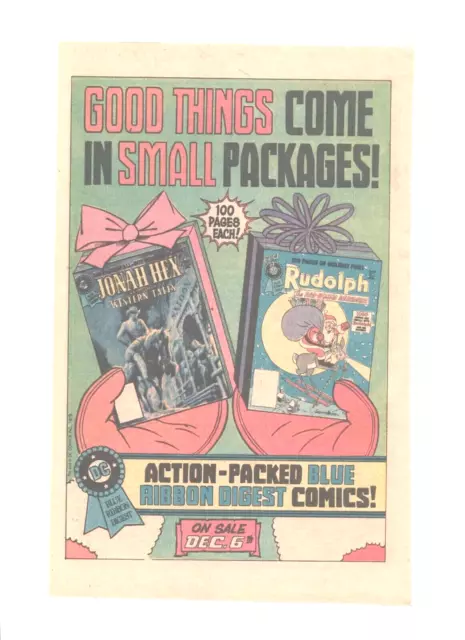 1979 PRINT AD ART - DC Comics Blue Ribbon Digest Jonah Hex & Rudolph Promo