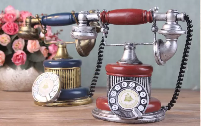 Retro Style Rotary Dial Phone Handset Old Vintage Telephone Home Gift Decor