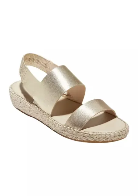COLE HAAN CLOUDFEEL Espadrille Soft Gold Metallic Sandals Women's Size ...