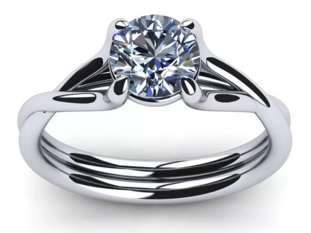2.12 Ct Vvs1-Round Ice Blue White Moissanite Diamond Solitaire Ring 925 Silver