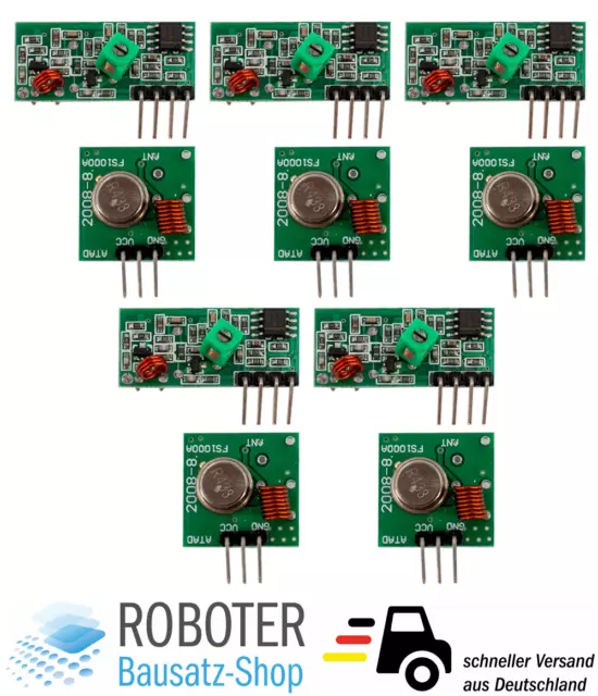 5 Stück 433MHz RF Funkmodul Wireless Transmitter/Sender + Receiver/Empfänger Set