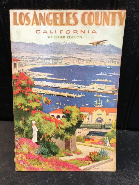 Los Angeles County  Whitter edition Booklet 1930s Photos Map Art Deco Cover