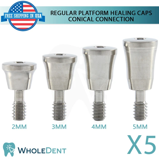 5X RP CONICAL Connection Healing Caps Titanium Dental Implant Abutment ...