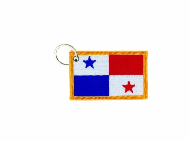 Keychain keyring embroidered embroidery patch double sided flag panama