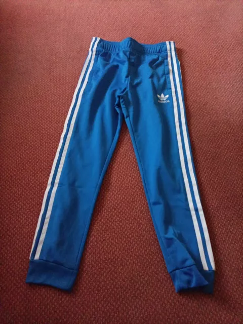 Boys Girls Adidas Superstar Track Pants Joggers Blue Age 9-10 Years