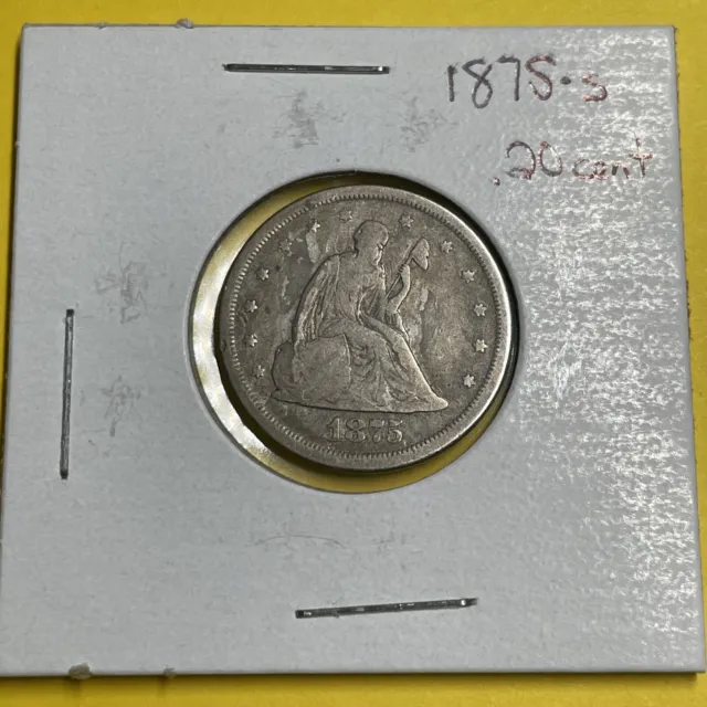 1875-S Twenty Cent Piece Seated Liberty Silver Rare Low Mintage