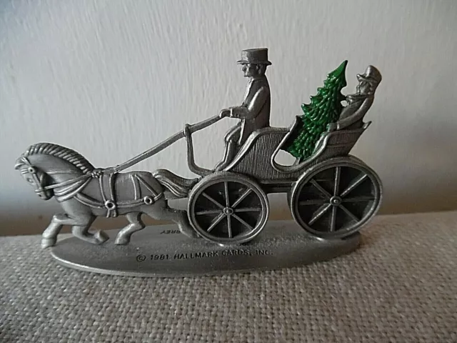 1981 Miniature Hallmark Pewter 1898 Open Topped Surrey