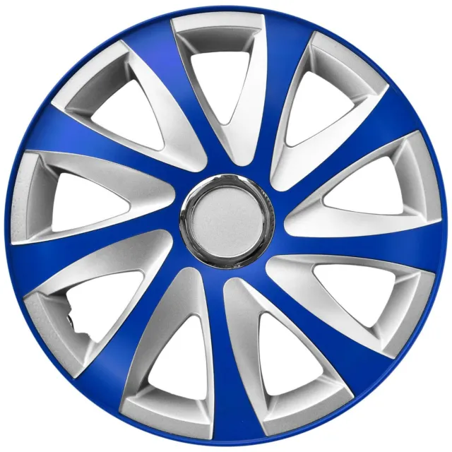 16" Hubcaps Wheel Covers Trims Car Silver & Blue 4 PCS Set ABS Durable Universal