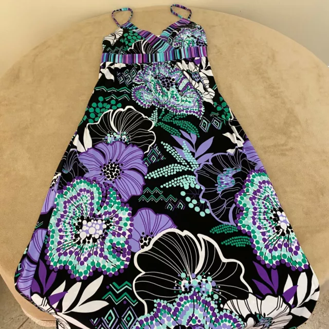Dressbarn Womens Multicolor Floral Surplice Neck Padded Maxi Dress Size 10