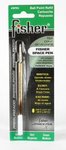 Sensa Ballpoint Pen  Refill Green Medium Pt New In Pack SPR3 Fisher Space Pen