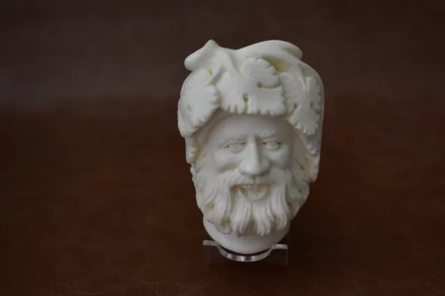 Bacchus Head Pipe New Block Meerschaum Handmade With Custom Made Fitted Case#720